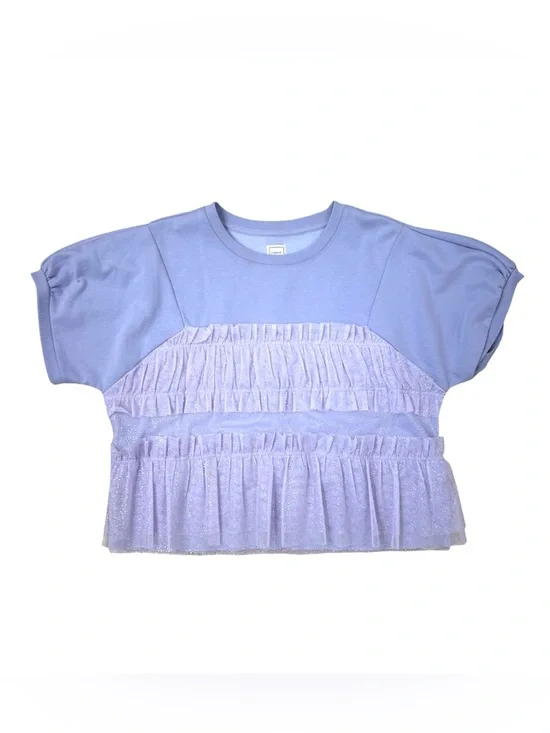 NWT, Maeve Short-Sleeve Smocked Ruffled Sweatshirt Lilac Size Medium - Picture 1 of 7